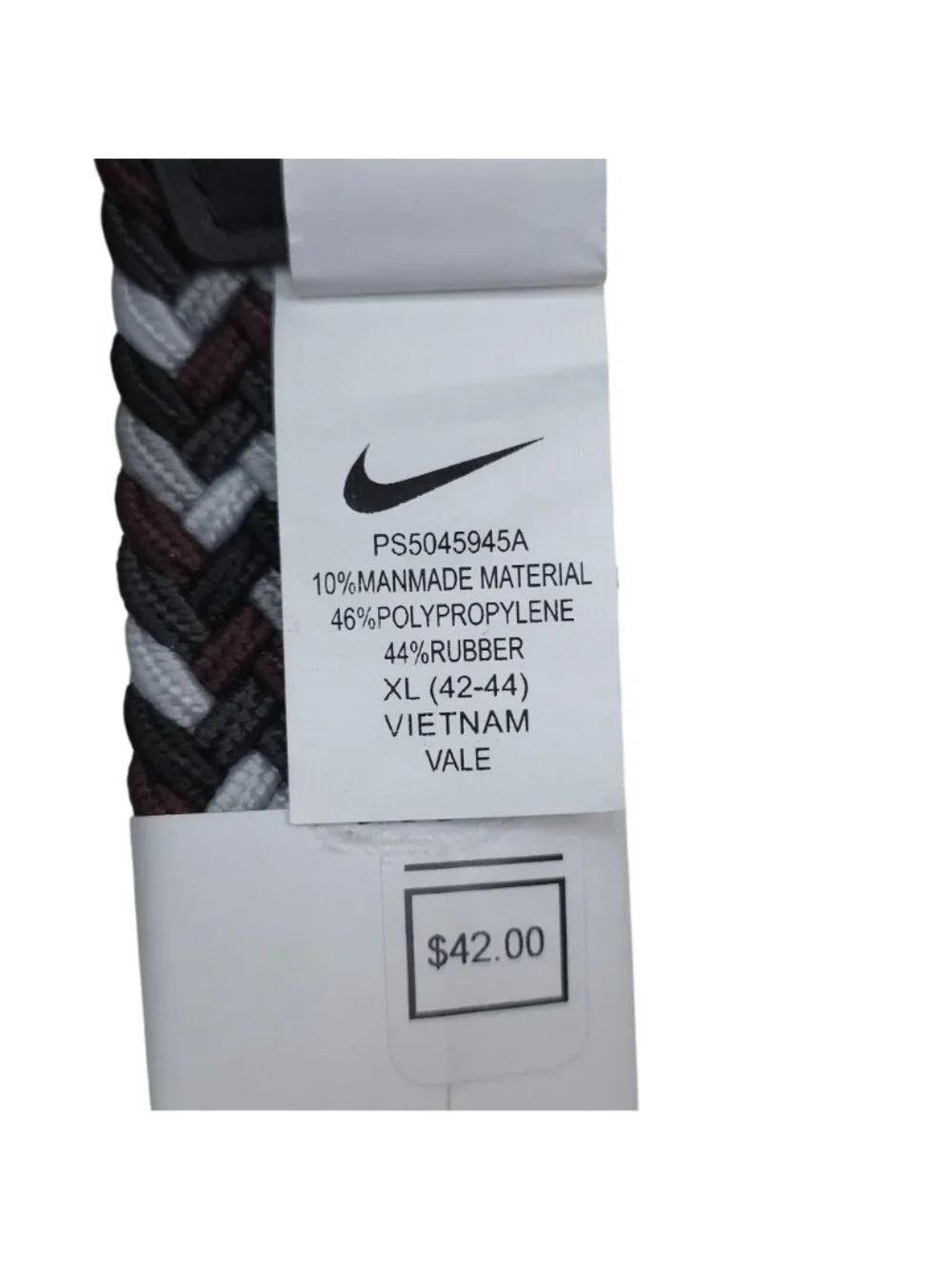 Nike Braided Woven Stretch Golf Belt XL 42-44 Metal Buckle Wine/Black/Silver